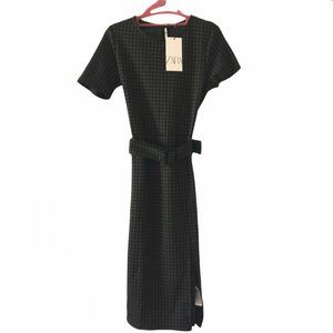 Zara Checkered Fitted Dress Size Medium